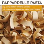 Morelli Pappardelle Pasta Noodles - Organic Pasta With Wheat Germ - Imported Pasta from Italy, Pappardelle Noodles Pasta, Wide Noodles, 17.6oz (500g) - Pack of 2