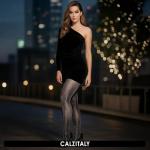 Italian Lurex Glitter Tights - Black/Silver 60 DEN