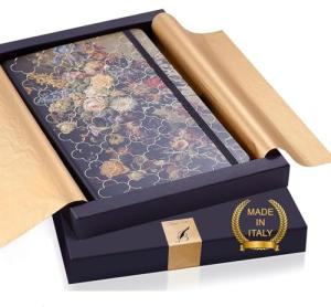 BUSINESS-DESIRE Writing Journal Gift Set for Women and Men with Twist Ball Pen & Thank You Card with Envelope Made in Italy Lined Travel Diary