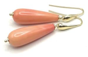 925 Silver Pink Coral Dangle Earrings, Italian Bijoux