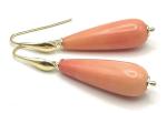 925 Silver Pink Coral Dangle Earrings, Italian Bijoux