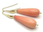 925 Silver Pink Coral Dangle Earrings, Italian Bijoux