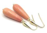 925 Silver Pink Coral Dangle Earrings, Italian Bijoux