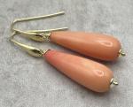 925 Silver Pink Coral Dangle Earrings, Italian Bijoux