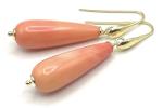 925 Silver Pink Coral Dangle Earrings, Italian Bijoux