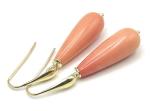 925 Silver Pink Coral Dangle Earrings, Italian Bijoux
