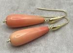 925 Silver Pink Coral Dangle Earrings, Italian Bijoux