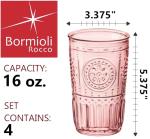 Bormioli Rocco Set 4 Bicchieri Bevanda, Vetro Rosa