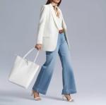 Italian White Leather Tote Bag for Women