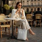 Italian White Leather Tote Bag for Women
