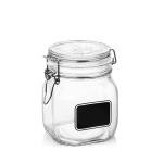 Bormiolio Rocco Clear Jar with Chalkboard, 25.3 Oz