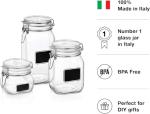 Bormiolio Rocco Clear Jar with Chalkboard, 25.3 Oz