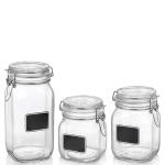 Bormiolio Rocco Clear Jar with Chalkboard, 25.3 Oz