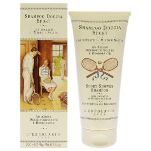 L'Erbolario Sport Shower Shampoo - Gentle Cleanser For Hair And Body The Can Be USed Multiple Times Per Day - Made For Those Who Go To The Gym, Pool Or Sauna - Leaves Skin Soft And Hair Thick - 6.7 Oz