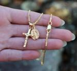 Italian made Miraculous Medal Necklace with Tiny Crucifix