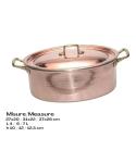 Handmade Italian Copper Oval Casserole Pan with Brass Handles