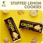 Grisbi Lemon Cream by Matilde Vicenzi | Lemon Filled Vanilla Patisserie Pastry Cookie| Kosher, Dairy | Made in Italy | 5.29oz (150g) Box, 4-Pack