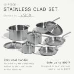 Italian Crafted 10 Piece Stainless Steel Cookware Set