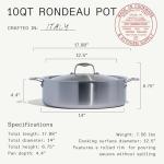 10 Quart Stainless Steel Rondeau Pot - Italian Crafted