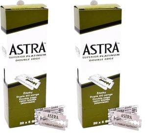 Astra Platinum Double Edge Safety Razor Blades,100 Count (Pack of 2)
