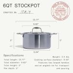Italian Made 6 Quart Stainless Steel Stock Pot
