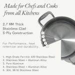 Italian Crafted 4 Quart Stainless Steel Saucepan