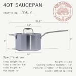 Italian Crafted 4 Quart Stainless Steel Saucepan