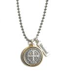 Hand-Cast Italian Benedictine Blessing Gold Rim Necklace