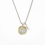Hand-Cast Italian Benedictine Blessing Gold Rim Necklace