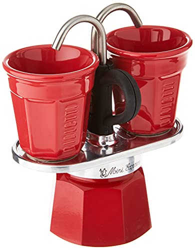 Bialetti Mini Express Color Moka Set: Red Aluminium
