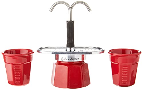 Bialetti Mini Express Color Moka Set: Red Aluminium
