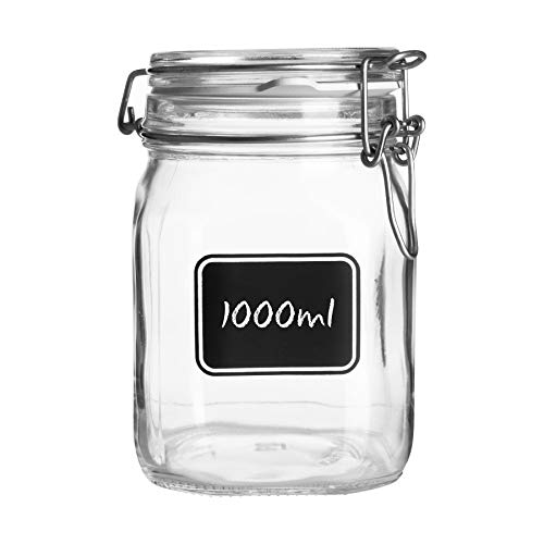 Bormioli Rocco Fido Square Clear Jar, 33-3/4-Ounce