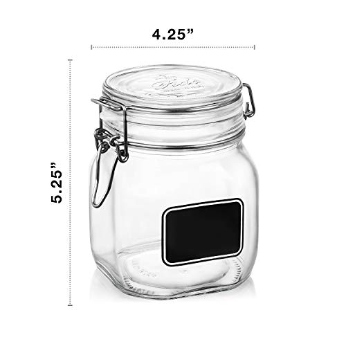 Bormiolio Rocco Clear Jar with Chalkboard, 25.3 Oz