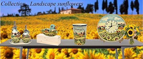 Arte Parrini Italian Ceramic Garlic Jar Holder Sunflowers
