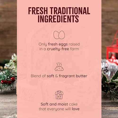 Traditional Italian Panettone Bread 2lbs | Imported from Italy | Italian Cake with Raisins and Dried Candied Orange Peels