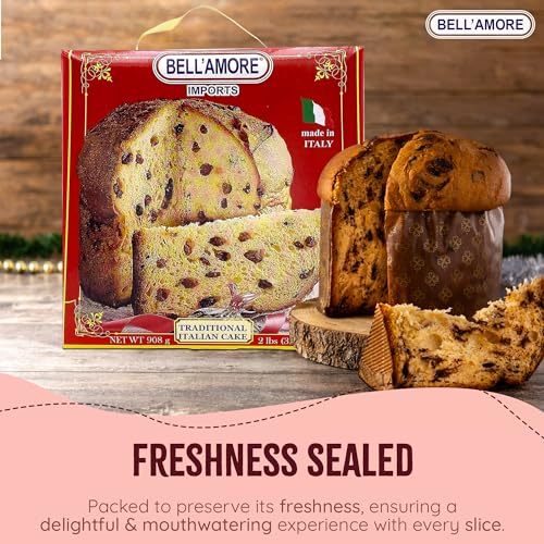 Traditional Italian Panettone Bread 2lbs | Imported from Italy | Italian Cake with Raisins and Dried Candied Orange Peels