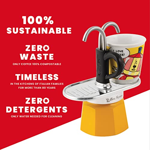 Bialetti Mini Express Lichtenstein - Moka Set, Yellow