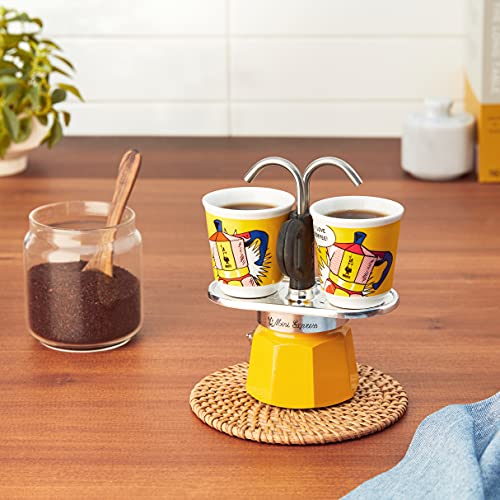 Bialetti Mini Express Lichtenstein - Moka Set, Yellow