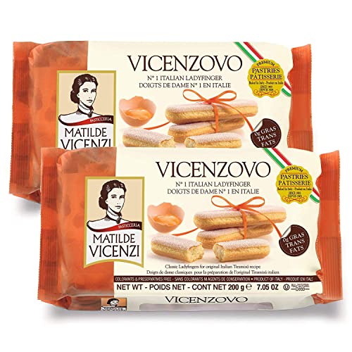 Matilde Vicenzi Vicenzovo Ladyfingers Tray of 12 - Classic Italian Biscuits, Ladyfingers Cookies for Tiramisu - Kosher Dairy Cookies - Italian Pastries for Bakery & Dessert Gifts 7.05 oz(200g), 2Pack