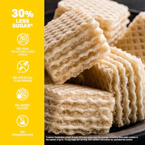 Loacker Quadratini Spring Variety Pack Wafer Cookies LARGE - 30% Less Sugar - Premium Crispy Bite Size Wafers with Cream Filling - Resealable Pack - NON-GMO - Mix of Lemon, Vanilla, and Raspberry - LARGE Snack Bag, 250g/8.82oz, Multipack of 6