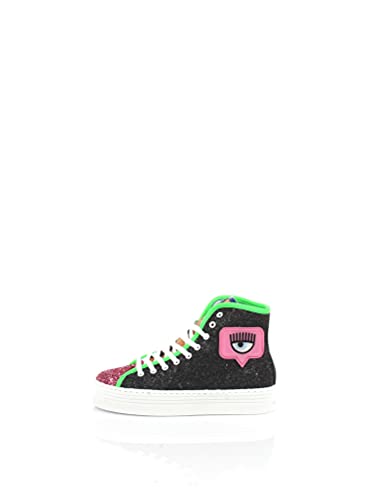 Chiara Ferragni High Sneakers, Eyelike, Black, Size 37