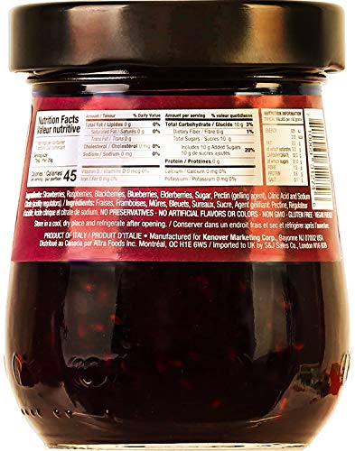 Tuscanini Premium Italian Forest Fruits Preserves, 11.64 oz Jar, Spreadable Fruit Jam, No High Fructose Corn Syrup, No Preservatives, Non GMO, Gluten Free
