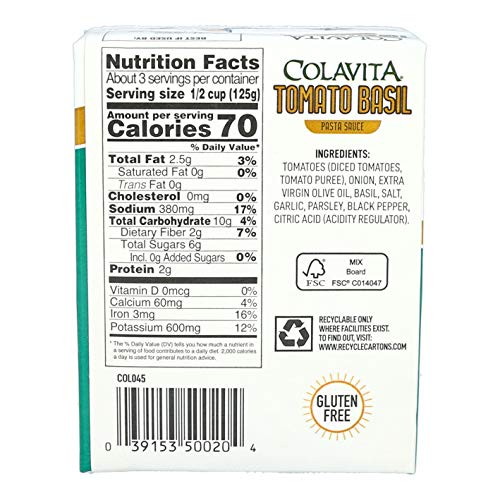 Colavita Recart Sauces - Tomato Basil Pasta Sauce, 13.76oz Recart