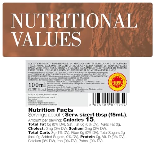 La Secchia - "Extra Vecchio", Traditional Aged Balsamic Vinegar of Modena DOP, aged a minimum 25 Years, 100 ml Bottle of Italian Balsamic Vinegar Aged, With Gift Box and Blown Glass Dispenser