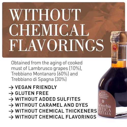 La Secchia - "Extra Vecchio", Traditional Aged Balsamic Vinegar of Modena DOP, aged a minimum 25 Years, 100 ml Bottle of Italian Balsamic Vinegar Aged, With Gift Box and Blown Glass Dispenser