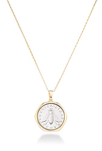 Miabella 18K Gold over Sterling Silver Bee Coin Pendant
