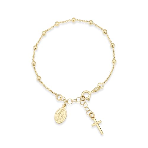 Italian Made Adjustable 18K Gold Rosary Bracelet
