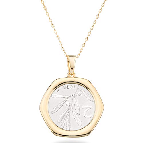Miabella 18K Gold over Sterling Silver Bee Coin Pendant