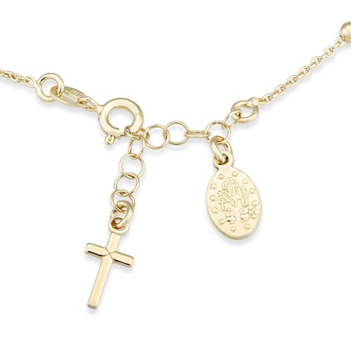 Italian Made Adjustable 18K Gold Rosary Bracelet