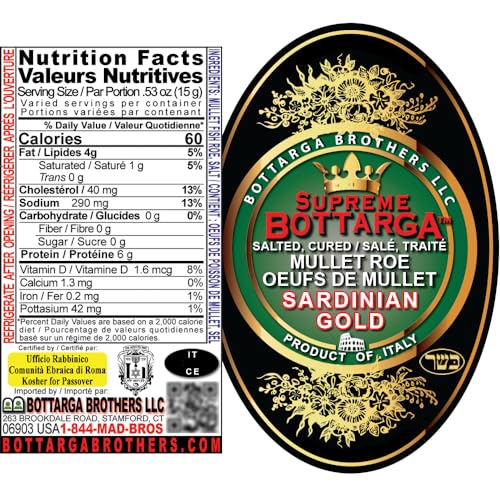 "Sardinian Gold" - Authentic Sardinian Bottarga/Kosher - Units Weigh Between 2.72-3.17oz